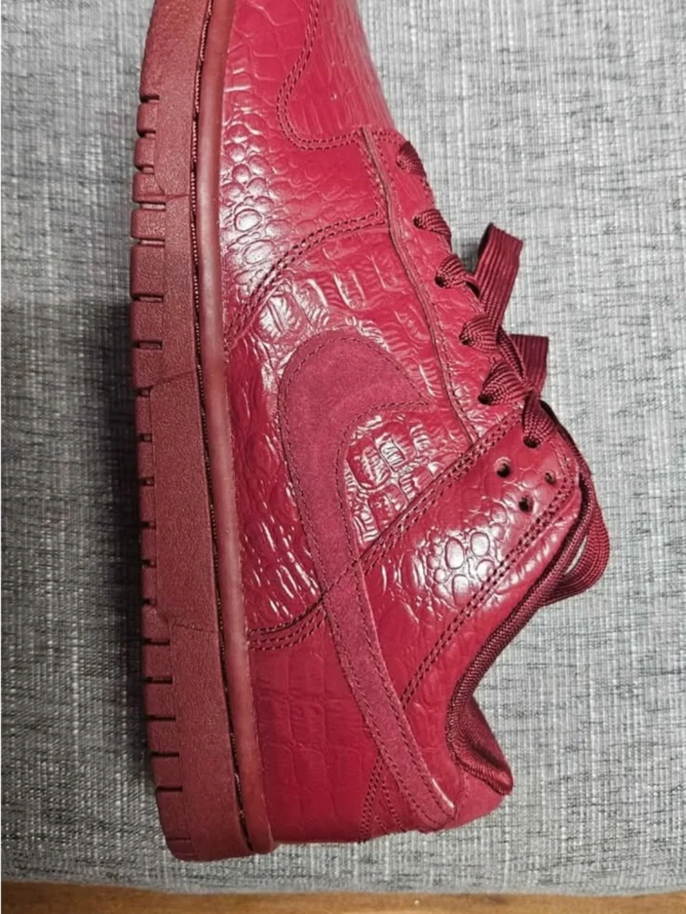 Nike Women’s Burgundy Croc-Embossed Low-Top Sneakers